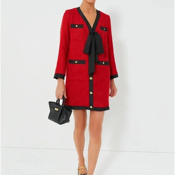 Tuckernuck | Dresses | Red Coco Tweed Bow Dresspomander